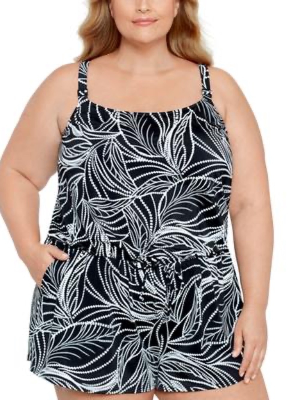 Swim Solutions Plus Size Tummy Control Romper,on the Vine